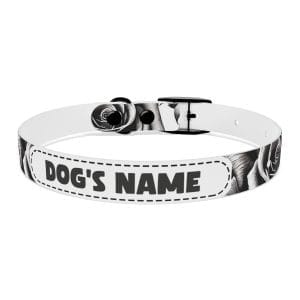 monochrome wild roses personalized dog collar