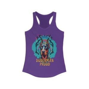 doberman proud racerback tank top in pruple