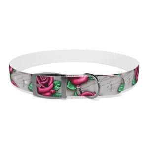 vintage roses personalized dog collar