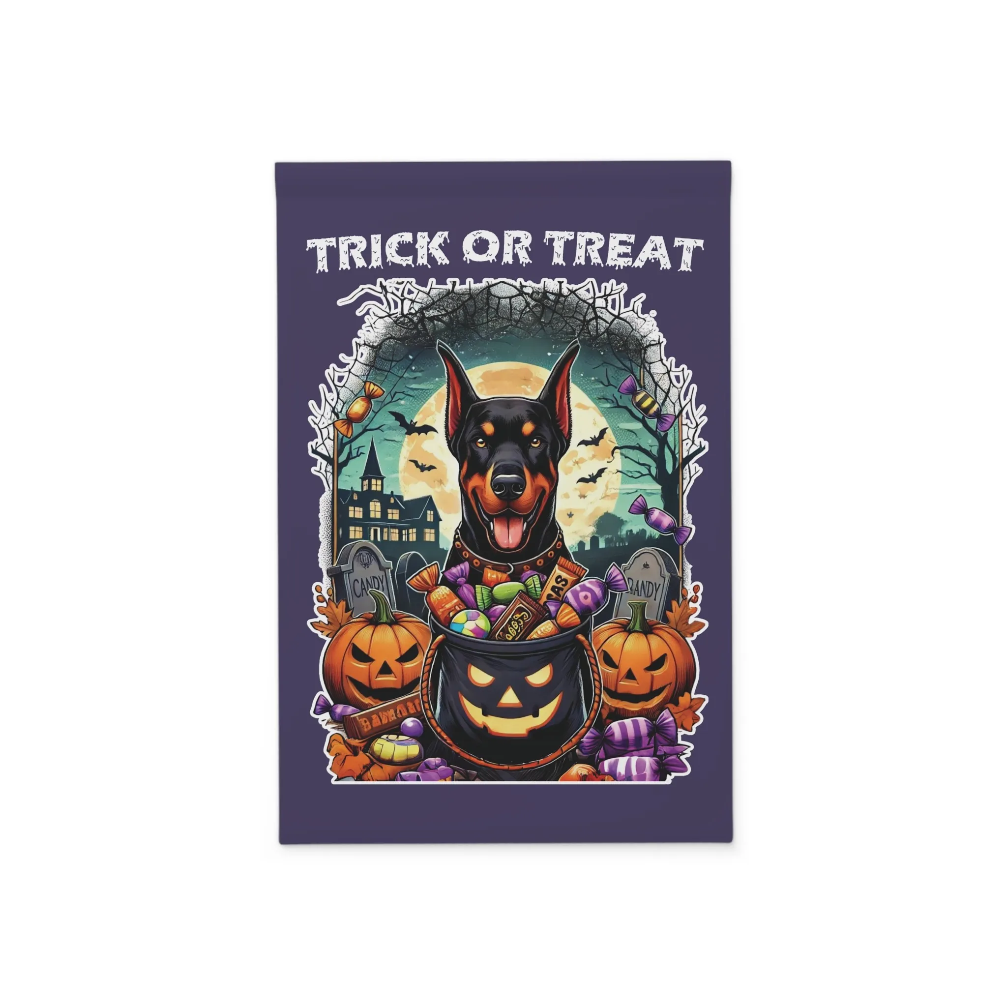 Garden Banner - Trick Or Treat Doberman