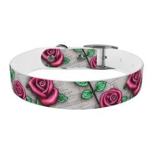 vintage roses personalized dog collar