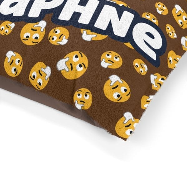 Personalized Emoji Pet Dog Bed Brown Background - Image 3