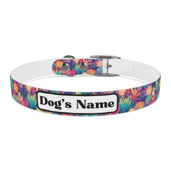 Personalized Pet Dog Collar: Pastel Succulents Available in Four Sizes - Image 4