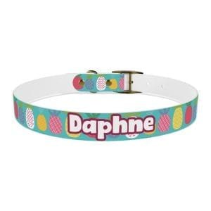 funky pineapples personalized dog collar