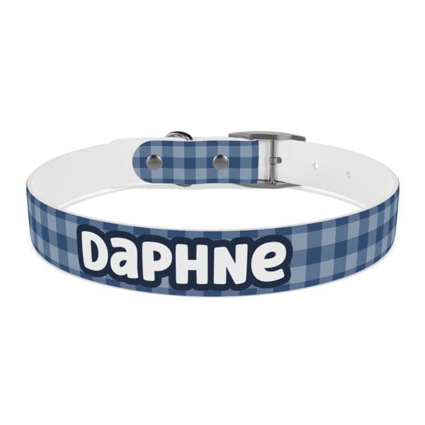 navy plaid personalized dog collar