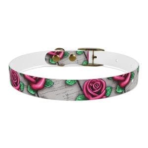 vintage roses personalized dog collar