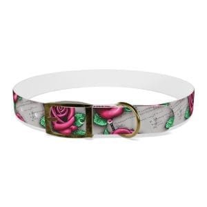 vintage roses personalized dog collar