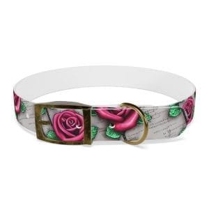 vintage roses personalized dog collar