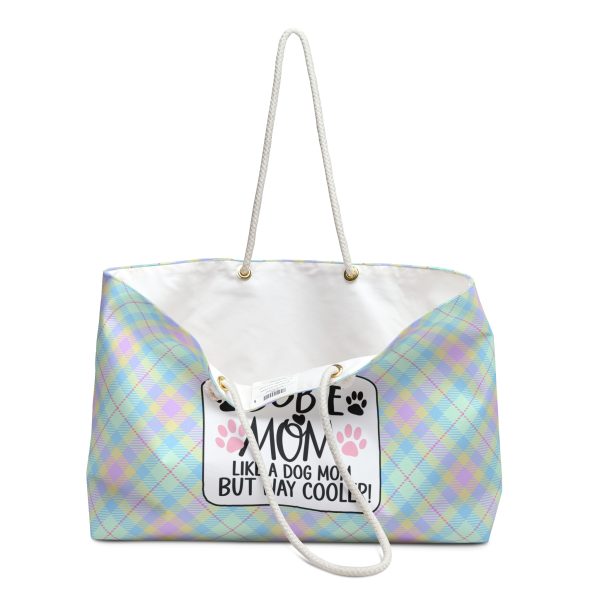 Pastel Plaid Weekender Bag Dobie Mom Like a Dog Mom But Way Cooler Tote - Image 3