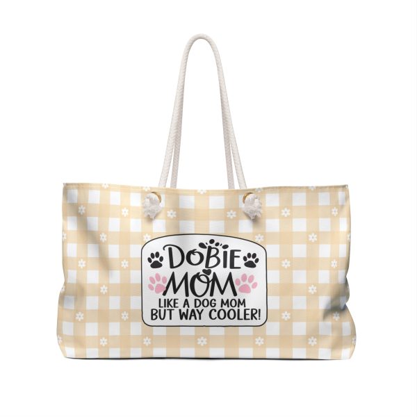 Yellow and White Weekender Bag - Dobie Mom Dog Lover Travel Tote - Image 2