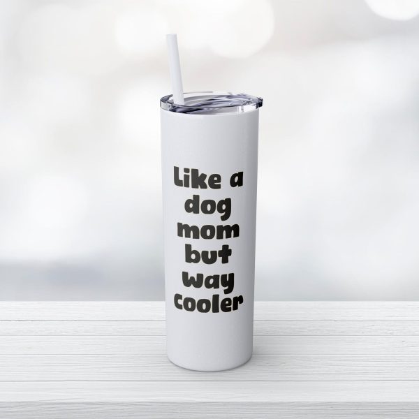 20oz Skinny Glitter Tumbler with Straw, Dobie Mom - Image 12