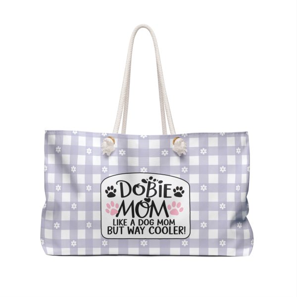 Purple and White Weekender Bag - Dobie Mom Dog Lover Travel Tote - Image 2