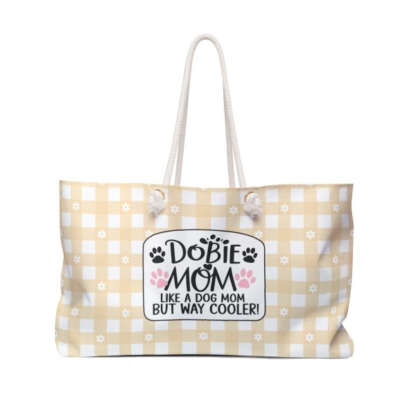 Yellow and White Weekender Bag - Dobie Mom Dog Lover Travel Tote