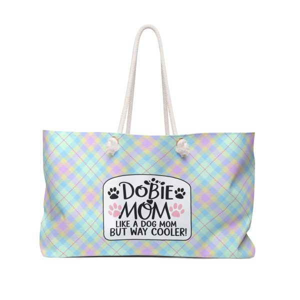 Pastel Plaid Weekender Bag Dobie Mom Like a Dog Mom But Way Cooler Tote