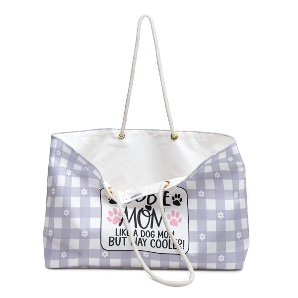 Purple and White Weekender Bag - Dobie Mom Dog Lover Travel Tote - Image 3