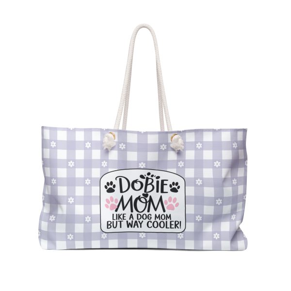 Purple and White Weekender Bag - Dobie Mom Dog Lover Travel Tote