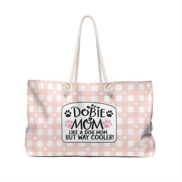 Pink and White Weekender Bag - Dobie Mom Dog Lover Travel Tote - Image 2