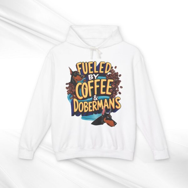 Unisex Lightweight Hoodie - Fueled by Coffee & Dobermans - Image 3