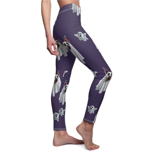 Ghostly Doberman Halloween Leggings Mystic Purple - Image 3