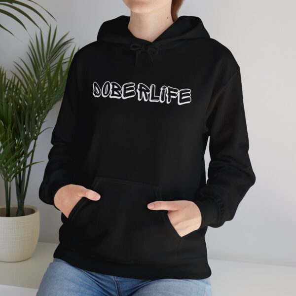 "DoberLife" Unisex Doberman Hoodie – Whimsical & Trendy Graphic Streetwear for Dog Lovers - Image 3