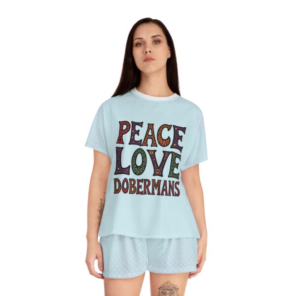 Women's Pajama Shorts Set – Peace, Love, Dobermans - Image 4