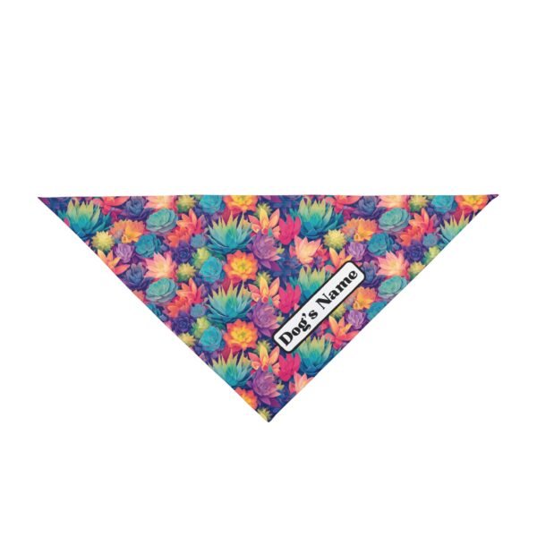 Pastel Succulents Dog Bandana - Personalized Colorful Pet Scarf in Two Sizes - Image 3