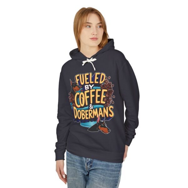 Unisex Lightweight Hoodie - Fueled by Coffee & Dobermans - Image 2