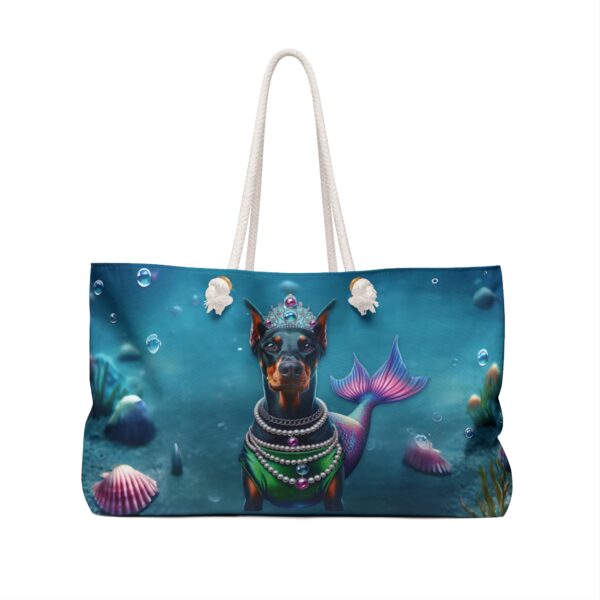 Mermaid Doberman Oversized Weekender Tote Bag - Image 2