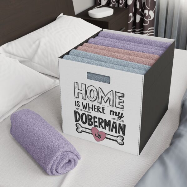 Pet-Themed Felt Storage Box - "Home is Where My Doberman Is" - Stylish Organizer for Dog Lovers - Image 2