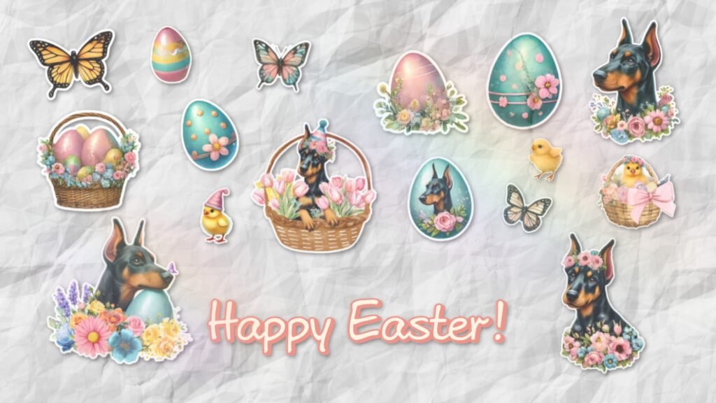 Easter Doberman Clipart collage
