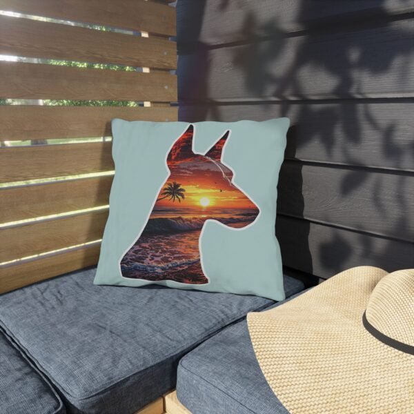 Sunset Doberman Outdoor Throw Pillow – Summer Vibes Edition (Reversible) - Image 4