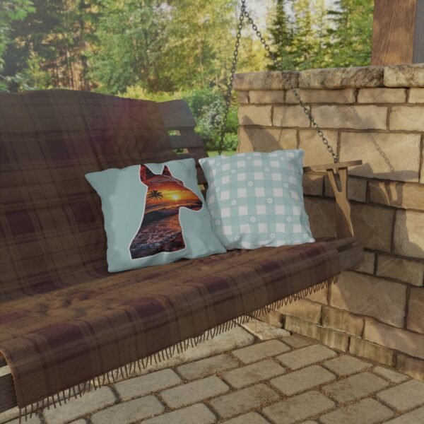 Sunset Doberman Outdoor Throw Pillow – Summer Vibes Edition (Reversible) - Image 3