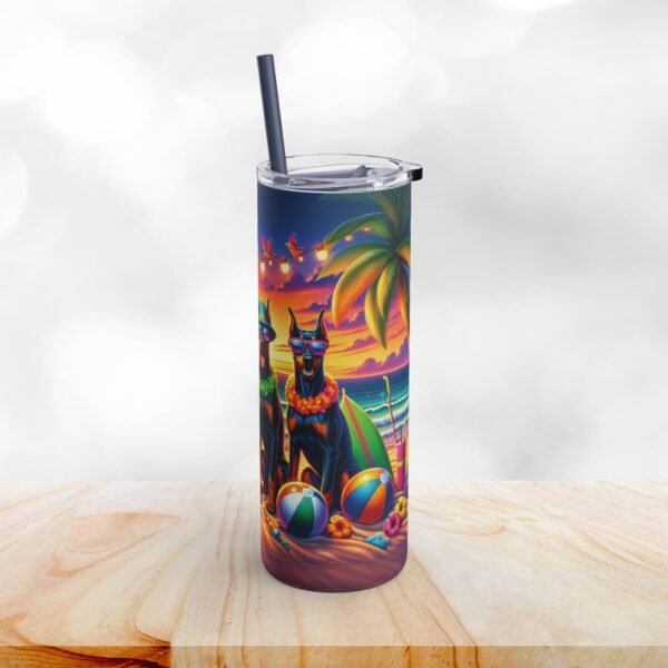 Doberman Beach Party 20oz Stainless Steel Tumbler - Dog Lover Premium Drinkware - Image 4