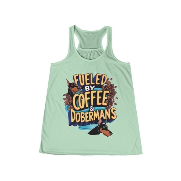 Fueled by Coffee & Dobermans Flowy Racerback Tank - Caffeine & Canines Edition
