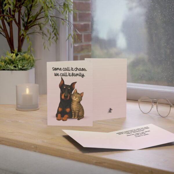 Family Chaos Doberman & Cat Mother’s Day Card - Image 6