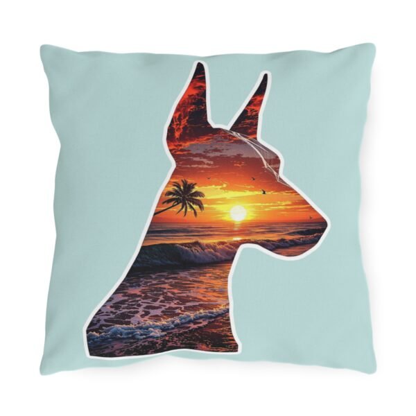 Sunset Doberman Outdoor Throw Pillow – Summer Vibes Edition (Reversible)