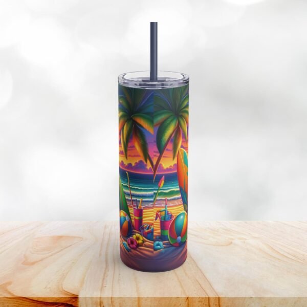 Doberman Beach Party 20oz Stainless Steel Tumbler - Dog Lover Premium Drinkware - Image 3