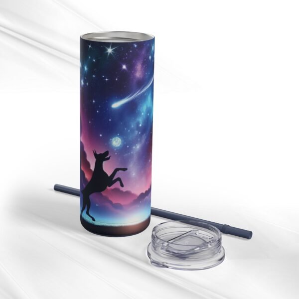Tumbler Cup - Celestial Doberman Design, 20oz With Lid And Straw