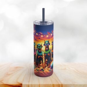 Doberman Beach Party 20oz Stainless Steel Tumbler - Dog Lover Premium Drinkware