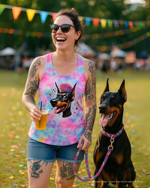 Punk Rock Dobie Tie-Dye Racerback Tank – “Unleashed & Unbothered” Edition - Image 2