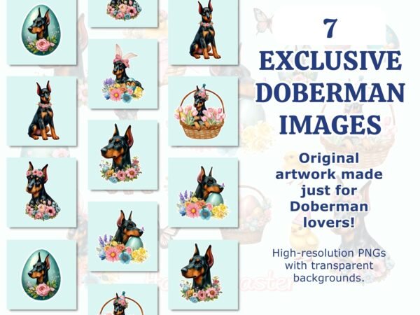 Easter Doberman Clipart Bundle - Image 2