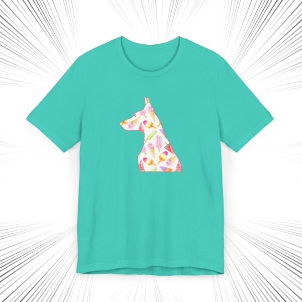 Doberman Ice Cream Silhouette Unisex T-Shirt – Lightweight Summer Tee That Supports Doberman Rescue