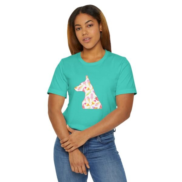 Doberman Ice Cream Silhouette Unisex T-Shirt – Lightweight Summer Tee That Supports Doberman Rescue - Image 3