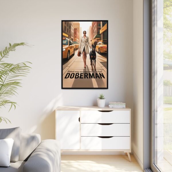 Framed Canvas – Luxe Doberman Wall Art for Powerhouse Women "Behind Every Successful Woman is a Loyal Doberman" - Image 9