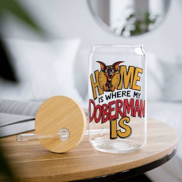 Doberman Lovers Sipper Glass, Home is Where My Doberman Is Mug, Dog Lover Gift, Eco-Friendly Water Bottle, Birthday Gift for Pet - Image 7