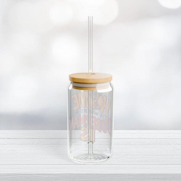Doberman Lovers Sipper Glass, Home is Where My Doberman Is Mug, Dog Lover Gift, Eco-Friendly Water Bottle, Birthday Gift for Pet - Image 5