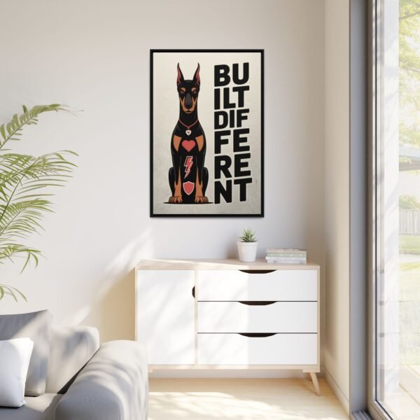 BUILT DIFFERENT Doberman Framed Canvas – Bold Wall Art for Alpha Energy Homes - Image 9