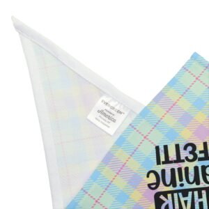 Funny Pastel Plaid Dog Bandana – ‘It’s Not Dog Hair, It’s Canine Confetti’