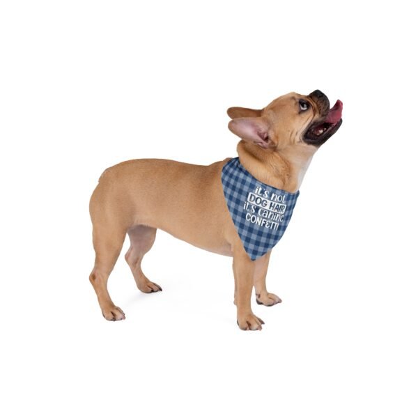 Blue Gingham “It’s Not Dog Hair, It’s Canine Confetti” Dog Bandana - Image 3