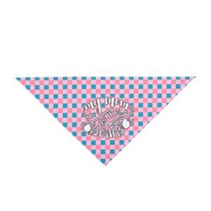 Bold Gingham Doberman Dog Bandana “My Mom Is The Bomb” Edition
